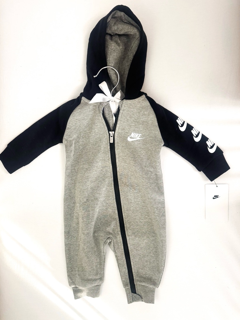 Nike Kids Hooded One-Piece in Gray and Black